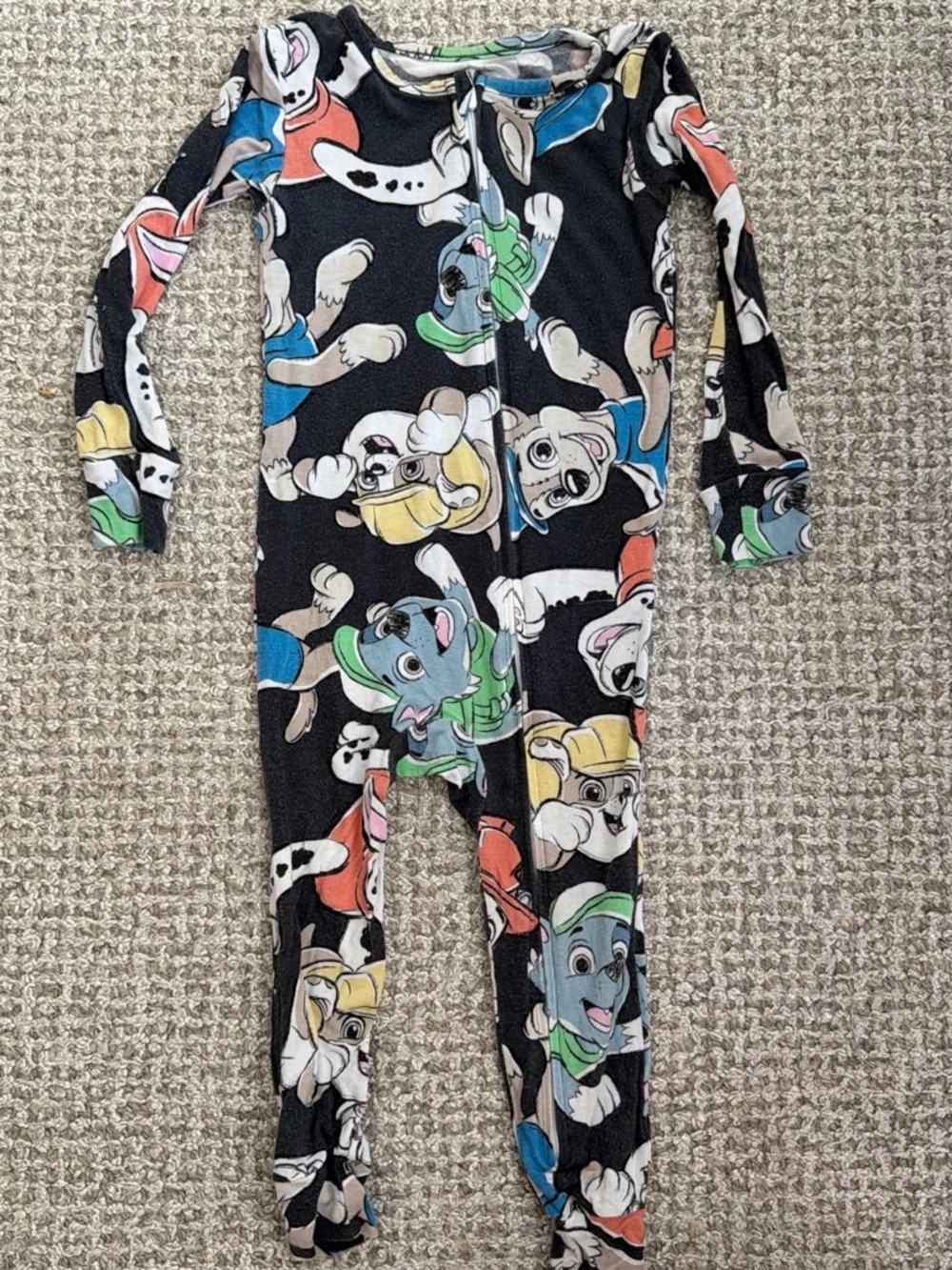 Kids Black Paw Patrol Character One-Piece Pajamas